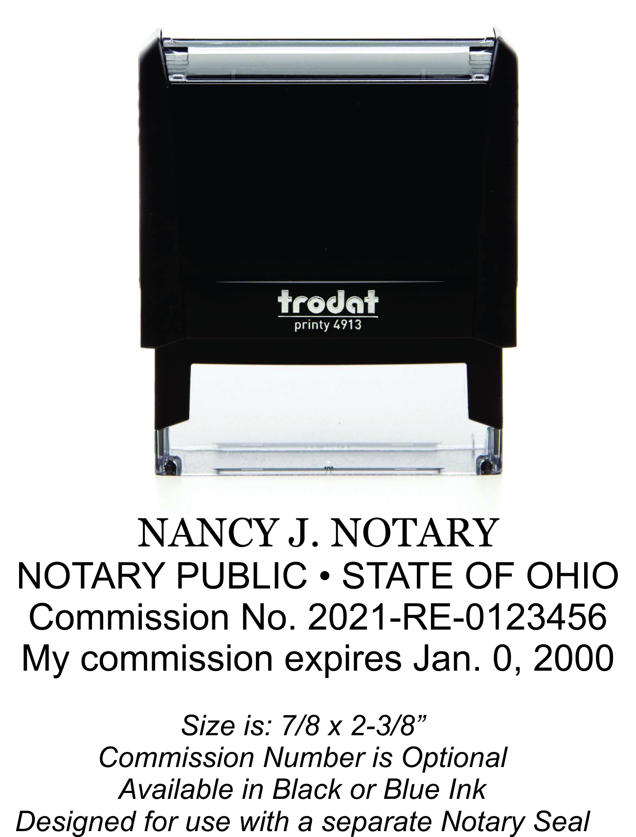 Ohio Notary Public Commission Date Stamp, selfinking style. Ships Next